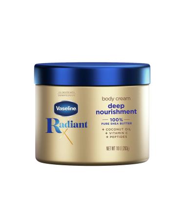 Vaseline Radiant X Deep Nourishment Body Cream 100% Pure Shea Butter Coconut Oil Vitamin C & Peptides 10 oz Skin moisturizer