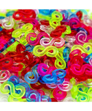 Creammuffin S Clips Connectors Rubber Connectors Refills for Loom Rubber Band for DIY Bracelet Making Refill Kit (100 pcs, Colorful) 100 pcs Colorful