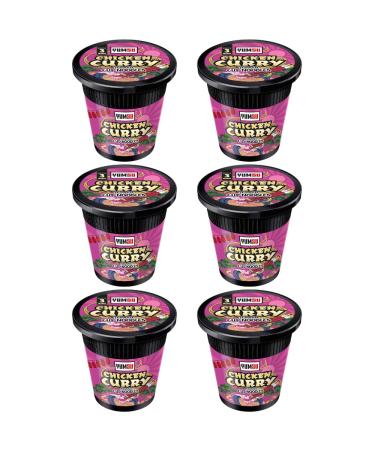 Instant Pot Noodles Halal Certified Instant Chicken Curry Flavoured Noodles Vegetarian Egg Free 60g (Pack of 6) + FabFinds Mug