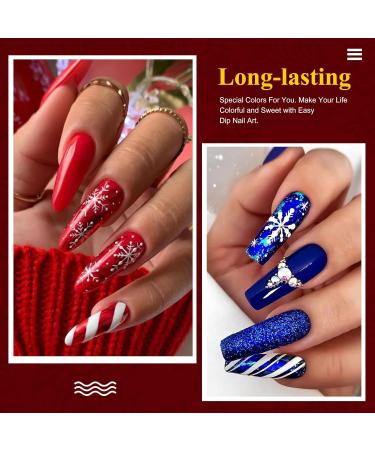 Christmas Dip Powder Set - Red Green Golden Glitter - No Lamp Cure - Fine Dipping Powder - Even & Smooth Finish - 6pcs-10g/box - Buy Online on SooperMarket.com