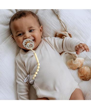 Beadlsee Baby Silicone Pacifier Clip Teether 2-Pack - Toast & Buttercream, Sensory Exploration and Teething Relief for Boys or Girls - Buy Online on SooperMarket.com