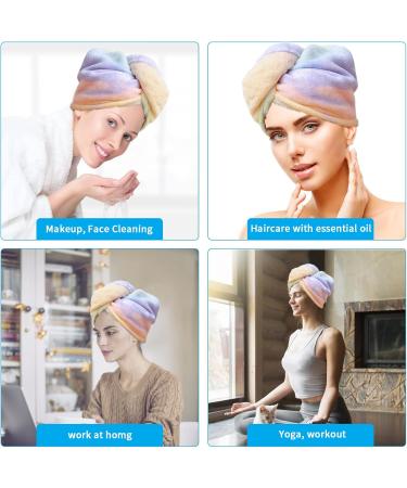 2-Pack Microfiber Hair Towels - Quick Drying Super Absorbent Rainbow Twisted Turban for Women & Girls - Red - Buy Online on SooperMarket.com