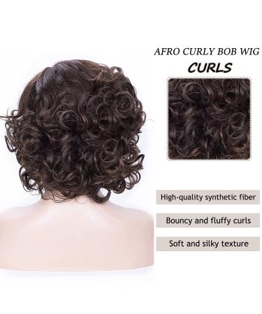 SEVENCOLORS Short Brown Curly Wig for Black Women - Big Curly Bob Style | Synthetic Hair - Buy Online on SooperMarket.com