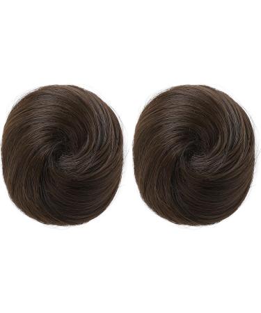 REECHO 2 PCS Mini Claw Clip in Messy & Cat Ears Hair Bun Extensions Wig Accessory Updo Hairpieces for Women Girls (Pack of 2-3" Straight Dark Brown with Copper Highlights) Pack of 2 - 3" Straight Dark Brown with Copper Highlights - Buy Online on SooperMarket.com