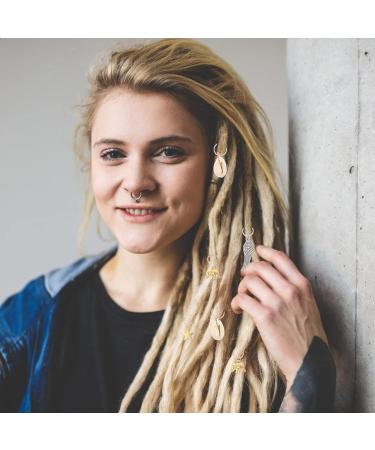 KALLORY 21 Pieces Dreadlock Jewelry Alloy Hair Braid Charms Hair Rings Shell Jewels Hair Decoration for Braiding Hair - Buy Online on SooperMarket.com