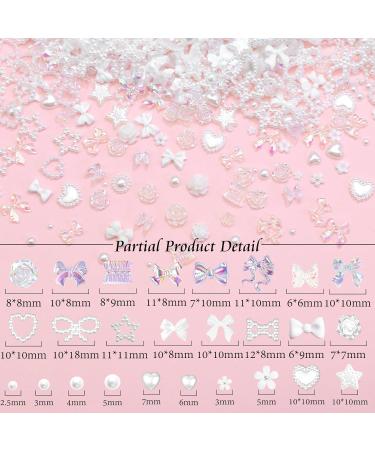 RODAKY 1000PCS Nail Charms - 3D Bows Hearts & Butterflies | Assorted Nail Art Decorations & Flatback Pearl Beads for DIY Manicure - Buy Online on SooperMarket.com