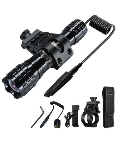 DARKBEAM 850nm IR Light for Night Vision Scope LED Infrared Flashlight Must Work with Infrared Gear, Rechargeable Portable Zoomed Illuminator Tactical Torch with Clip for Hunting, Observation, Search