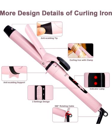 SIQUER 4 in 1 Curling Wand Set - Versatile Beach Waves Curler with Instant Heat 1/2 to 1 1/2 Inch Pink - Ideal for Women | International Shipping Available - Buy Online on SooperMarket.com