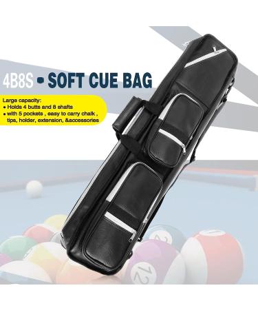 ICZW 4x8 Pool Cue Case - Leatherette Soft Cue Bag for 4 Butt 8 Shaft Billiard Sticks (Black) - Buy Online on SooperMarket.com