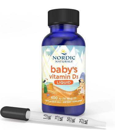 Nordic Naturals Baby's Vitamin D3 - 0.76 oz - 400 IU - Healthy Bones & Immune Support - Non-GMO Vegetarian - 90 Servings - Buy Online on SooperMarket.com
