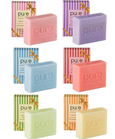Natural Handmade Essential Oil Artisan Soap Bars. Hypoallergenic Moisturizing Shea Butter Coconut Oil & Jojoba Oil -Body Soap Face Soap Bath Soap Bars. Ready to Gift Handmade Soap Bars 6 Pack Gift Wrapped