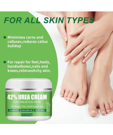 42% Urea Foot Cream - Urea Cream for Feet - Foot Cream for Dry Cracked Heels and Feet - Urea Cream with Salicylic Acid 2% Tea Tree Aloe Vera - Foot Lotion for Deep Moisturize for Thick Rough Skin - Buy Online on SooperMarket.com