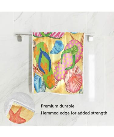 Vdsrup Beach Flip Flops Hand Towels - Summer Seashell Starfish Design - Soft Kitchen Tea Towel - 16 X 30 in - Housewarming Gift - Buy Online on SooperMarket.com