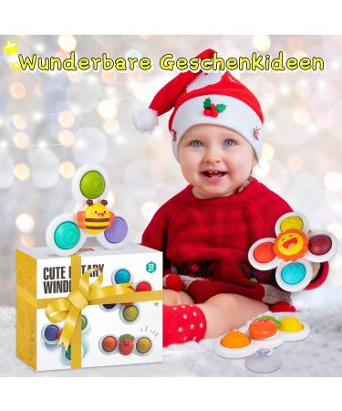 Winstico Suction Cup Toy Set | 3-Pack Fidget Sensory Water Toys for Toddlers 18+ Months | Fun Cartoon Baby Toys - Buy Online on SooperMarket.com
