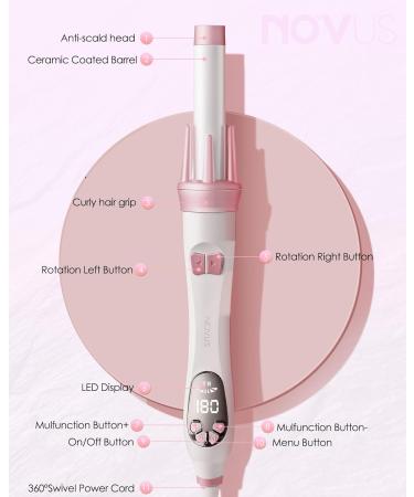 Automatic Curling Iron - NOVUS 1.25 Inch Dual Voltage Rotating Hair Curler with Adjustable Temperature Speed & Time Reminder - Perfect for International Shipping - Buy Online on SooperMarket.com