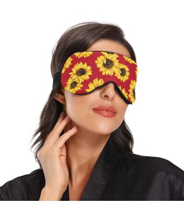 Haskirky Light Blocking Eye Mask - Breathable & Adjustable for Men and Women | Perfect for Travel, Yoga, Meditation, Office & Deep Sleep - Red Sunflower Design - Buy Online on SooperMarket.com