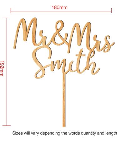 Wedding Cake Toppers Engagement Gifts Mr & Mrs Cake Topper Personalised Gifts for Couple Party Decorations Wooden Cake Topper Custom Gifts 2 Designs with Any Name(Design1) - Buy Online on SooperMarket.com