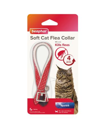 Beaphar Soft Flea Collar for Cats Kills Fleas For up to 4 Months Veterinary Medicine Adjustable With Safety Mechanism For Cats From 12 Weeks of Age 1 x Sparkle Collar Colours May Vary