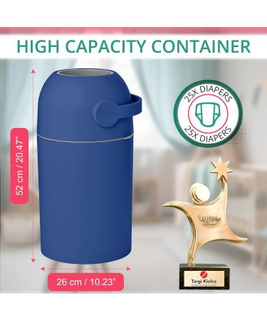 Baby Diaper Pail Patented Odor-Stop System Use Any Garbage Bag One Hand Free Lever Roll of Bag incld. (Cobalt Blue) - Buy Online on SooperMarket.com