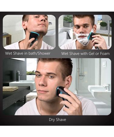 MAX-T Electric Razor for Men - Corded/Cordless Rotary Shaver with Pop Up Trimmer, IPX7 Waterproof, Wet/Dry, Wall Adapter Included - Blue - Buy Online on SooperMarket.com