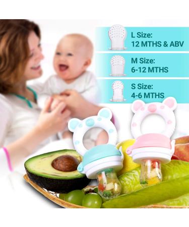 Infant Fruit Feeder Pacifier - 6 Pcs Silicone Pouches for Toddlers - 2-Pack (Light Pink) - Buy Online on SooperMarket.com