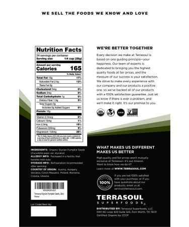 Terrasoul Superfoods Organic Heirloom Pumpkin Seeds 1.5 Lbs - European Sourced, Keto, Raw & Unsalted - Buy Online on SooperMarket.com