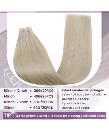LAAVOO Tape In Extensions - Seamless Real Hair 40cm Blond #613 50G 20PCs Remy Hair for Ultimate Volume - Buy Online on SooperMarket.com