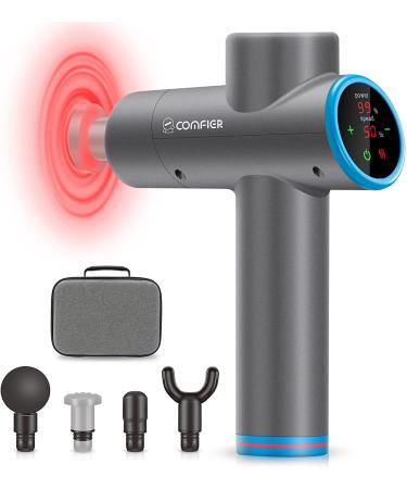 Comfier Massage Gun with Heat,Muscle Massge Gun for Athletes,Handheld Back Massager with Heat,Handheld Deep Tissue Percussion Massager Gun for Neck,Back,Leg