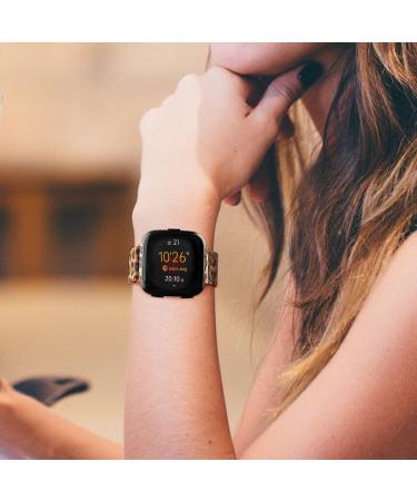 Youther Stainless Steel Mesh Loop Band for Fitbit Versa 3/Sense - Leopard Grain | Replacement Bracelet Magnet Wristband Strap for Men and Women - Buy Online on SooperMarket.com
