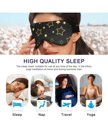 Haskirky Light Blocking Eye Mask for Deep Sleep and Relaxation - Adjustable Men and Women Travel Mask for Business Trips, Yoga, and Meditation - Breathable & Comfortable - Black Stars - Buy Online on SooperMarket.com