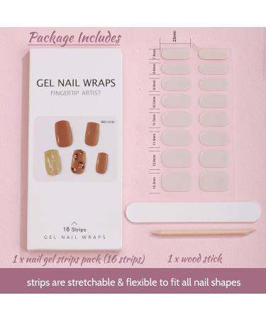 Beautfave Grey White Gel Nail Strips 16Pcs - Waterproof Adhesive Nail Wraps with File - UV/LED Lamp Required - Buy Online on SooperMarket.com