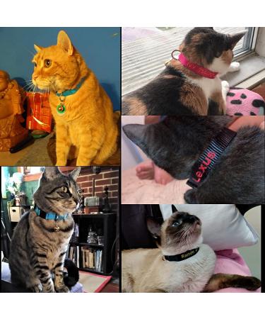 Personalized Embroidered Cat Collar with Bell - Custom Name & Phone Number - Adjustable Nylon - Breakaway Safety Buckle - Buy Online on SooperMarket.com