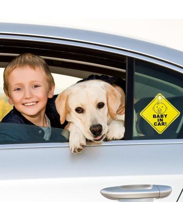 Bewudy 2 PCS Baby on Board Car Warning Sign - Reusable Yellow Baby in Car Sticker with Suction Cups - Buy Online on SooperMarket.com