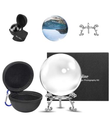 MerryNine Crystal Ball with Crystal Ball Case Bag Set, K9 Crystal Photography Ball, Including Microfiber Pouch and Crystal Ball Manual, Perfect Photography Accessories (80mm/3.15")