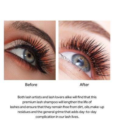 50ML Eyelash Extension Cleanser Kit with Makeup Brush - Daily Foaming Shampoo for Extensions and Natural Lashes - Buy Online on SooperMarket.com