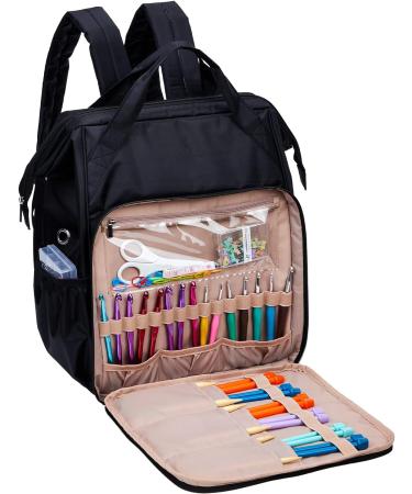 HOMEST Knitting Bag Backpack - Large Yarn Holder with Custom Front Pocket - Black - Buy Online on SooperMarket.com