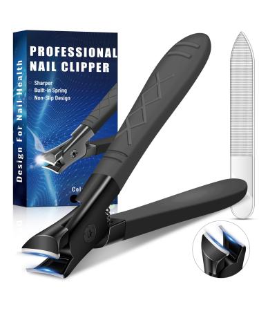 Nail Clippers for Thick Nails Toenail Clippers for Thick Toenails Ultra Sharp Large Nail Clippers Nail Cutter for Seniors Long Handle Heavy Duty Nail Clippers for Men Stainless Steel Nail Trimmer black