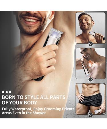 Body Hair Trimmer for Men | Waterproof Electric Groin Shaver with LED Light - Male Grooming Kit - Buy Online on SooperMarket.com