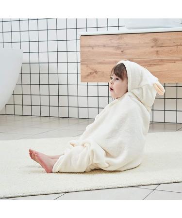 Hilmocho Baby Hooded Bath Towel | Soft Coral Velvet Swaddle Blanket for Infants | Absorbent Shower and Swimming Towel | White Sheep Design - Buy Online on SooperMarket.com