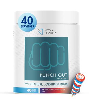 Nova Pharma Punch Out Pre Workout Powder L-Carnitine and Antioxidant-Rich Pre Workout Supplement Boost Stamina and Endurance for Gym Training and Workouts - 40 Servings (Ice Pop) Cyclone Ice Pop