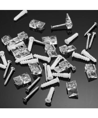 20 Pack Mirror Holder Clips Kit - Glass Retainer Clips for Mirror Hanging Hardware - Includes Screws - For Fixing Mirror Cabinet Door (Classic Style) - Buy Online on SooperMarket.com