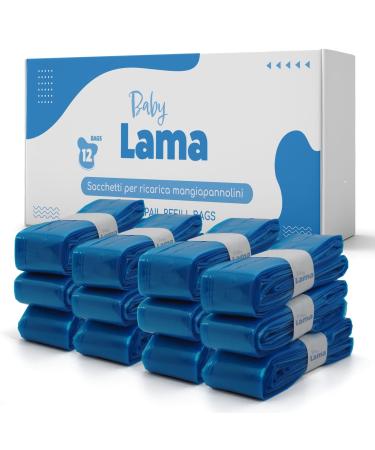 Baby Lama 12 Refill Liners Diaper Pail Compatible with Angelcare Litter Locker Foppapedretti Odor Free Refills (12 Pack)