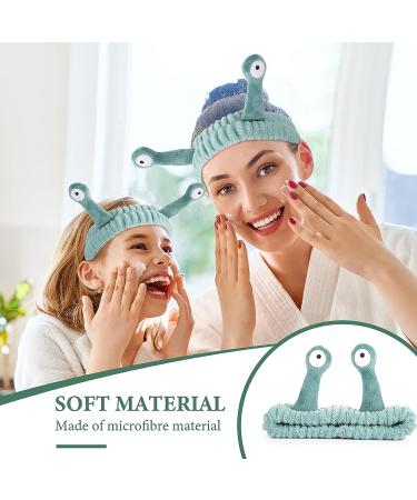 Snail Cartoon Spa Headband | Soft Coral Fleece Wraps for Women | Green Facial Makeup Hair Band - Buy Online on SooperMarket.com