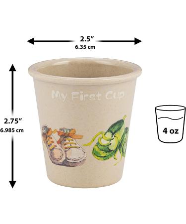 Set of 4-4 oz Eco-Friendly Bamboo Cups for Kids with Adorable Children's Art - BPA Free Toddler Smoothie Cup - Shatter Proof Drinking Cups for Bathroom - Open Child Cup - Buy Online on SooperMarket.com