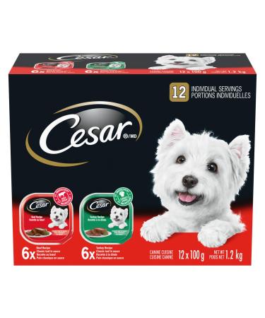 CESAR Adult Wet Dog Food Classic Loaf in Sauce Entr es - Beef - Turkey 100g Tray (12 Pack) Beef - Turkey 100 g (Pack of 12)