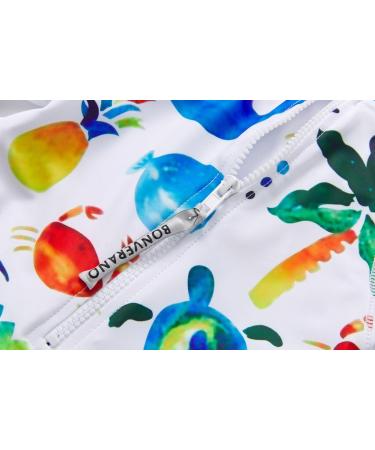 BONVERANO Baby Boy All-in-One Swimsuit/Sunsuit UPF 50+ Sun Protection with Cap, 18-24 Months - White Fish - Buy Online on SooperMarket.com
