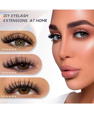 DIY Lash Extension Kit: 200pcs D Curl Volume Cluster Eyelashes with Lash Bond, Seal, and Tweezers - At-Home Individual Lash Extension Kit (40D) - Buy Online on SooperMarket.com