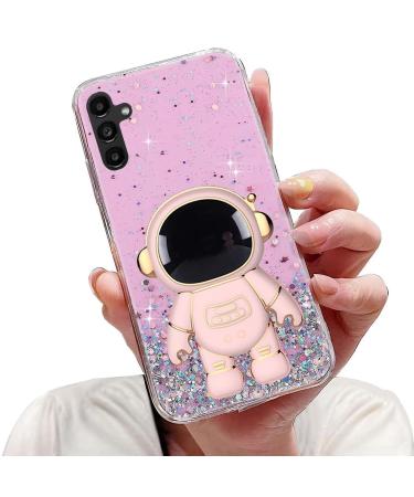 Tivenfezk Nadoli for Samsung Galaxy A04S Astronaut Hidden Stand Shell cartoon glittering stands soft silicone bling transparent protective cover samsung galaxy a04s pink