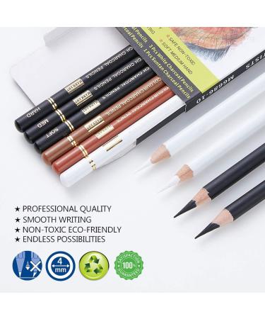 MARKART Professional Charcoal Drawing Set - 10 Piece Color Pencils for Sketching, Shading, and Blending - Ideal for Beginners and Artists - Buy Online on SooperMarket.com