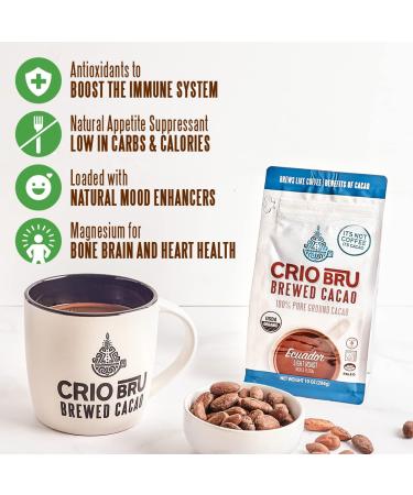 Crio Bru Ecuador French Roast 10oz Bag | Organic Healthy Cacao Drink | Herbal Tea and Coffee Substitute | 99% Caffeine Free | Gluten Free | Low Calorie Energy Drink - Buy Online on SooperMarket.com